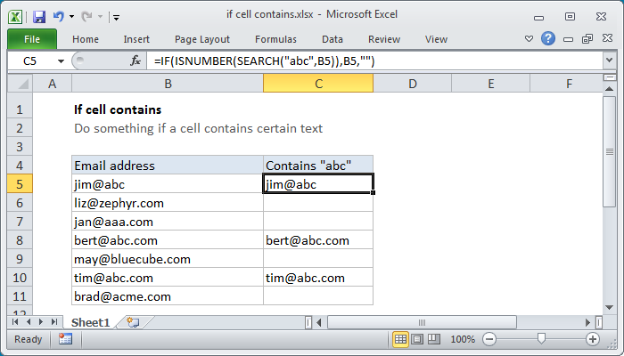 Excel Formula: If Cell Contains | Exceljet